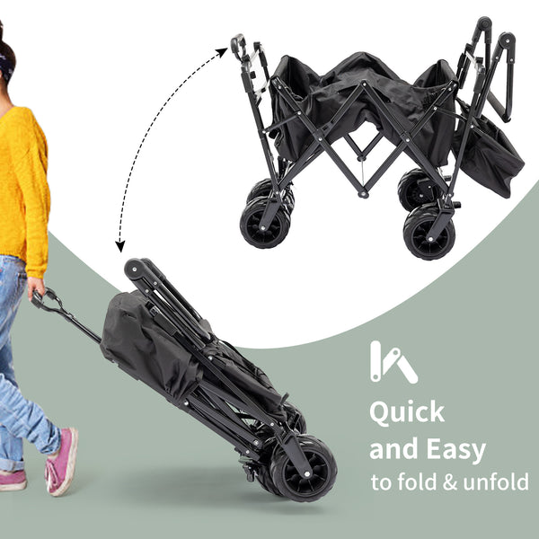 2 Kids Collapsible Stroller Wagon with Canopied for Adventure