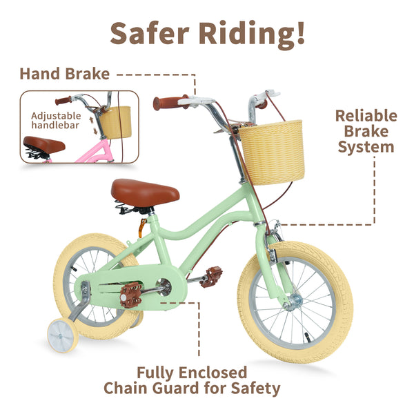 Kids Bike, 14 16 20 inch Girls Bike for 5-14 Girls with Training Wheels New