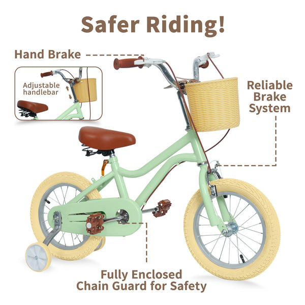 Kids Bike, 14 16 20 inch Girls Bike for 5-14 Girls with Training Wheels New