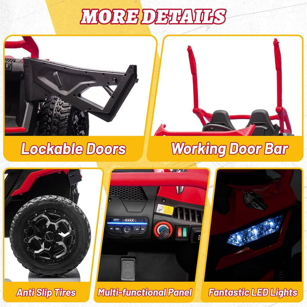 Akaber 24V 10AH 2 Seater Power of Wheels for Big Kids, 21" 4WD/AWD Largre Kids' Electric Vehicles with Remote Control for Girls and Boys, UTV Ride On Car for Kid, EVA Tires, 4 Spring Absorbers