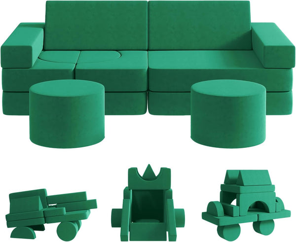 Multicolor Medium Kids Couch 13PCS, Kids Sofa for Playroom Bedroom, Modular Play Couch