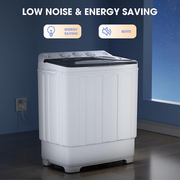 2 In 1 Portable Washing Machine, Twin Tub Compact Washer 28lbs Capacity, Washer and Spinner Dryer