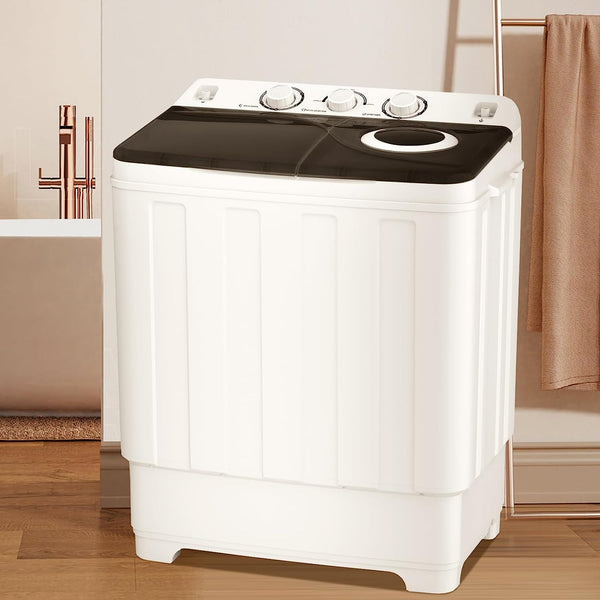 2 In 1 Portable Washing Machine, Twin Tub Compact Washer 28lbs Capacity, Washer and Spinner Dryer
