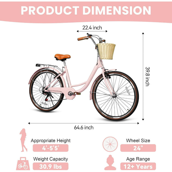 Linor 24 Inch Beach Cruiser Bike for Women