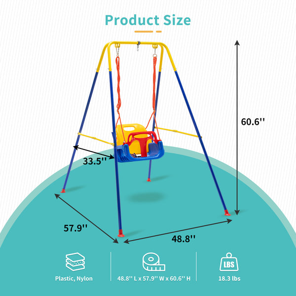 3-in-1 Toddler Swing, Swing Set, Baby Swings Outdoor & Indoor for Infants to Toddler