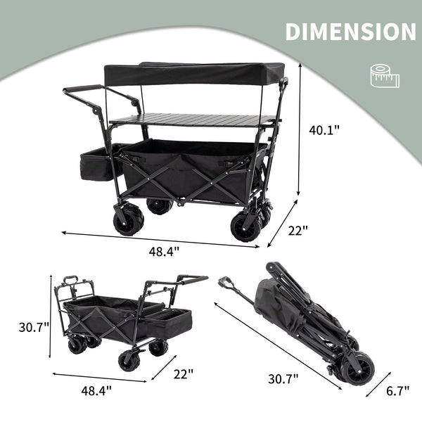 2 Kids Collapsible Stroller Wagon with Canopied for Adventure