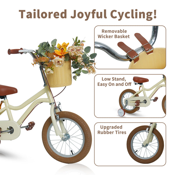 Kids Bike, 14 16 20 inch Girls Bike for 5-14 Girls with Training Wheels New