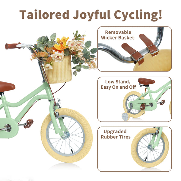 Kids Bike, 14 16 20 inch Girls Bike for 5-14 Girls with Training Wheels New