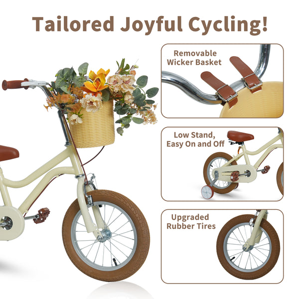 Kids Bike, 14 16 20 inch Girls Bike for 5-14 Girls with Training Wheels New