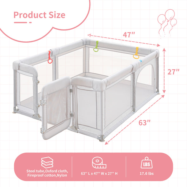 Baby Playpen for Babies and Toddlers, Baby Play Yards with Breathable Mesh