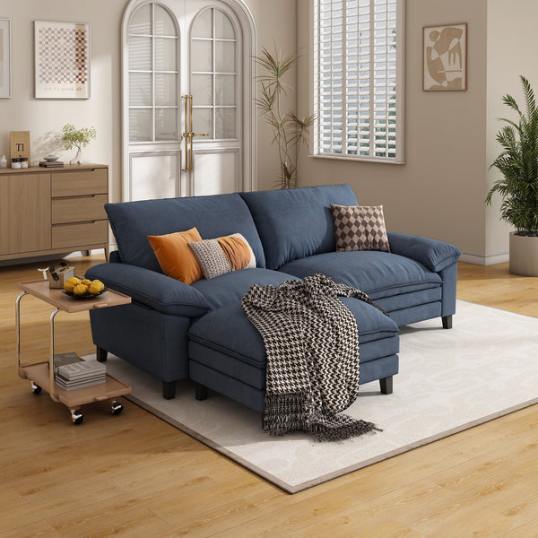 L Shape Cloud Couch with Ottoman, Linor Deep Seat Sofa Furniture Modular Sectionals Sofa, Fluffy Sofa Couch for Living Room, Apartment, Office