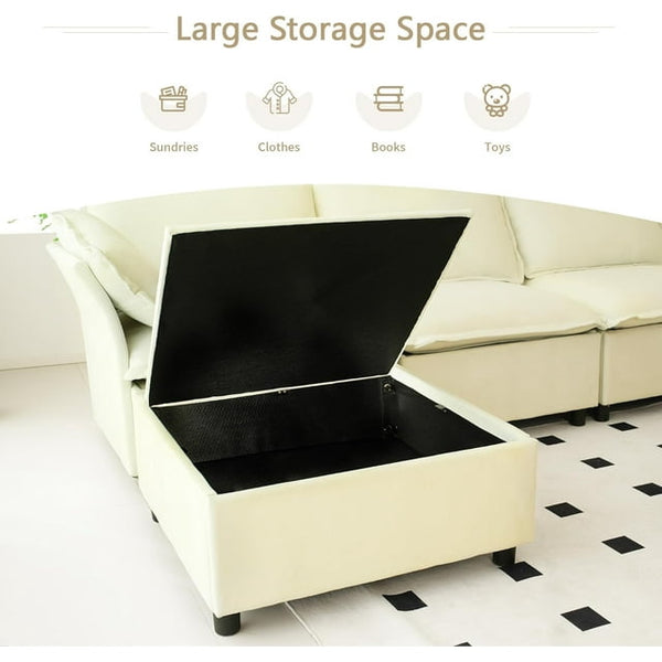 Pipleo 100" U-Shaped Cloud Sectional Sofa, Velvet Convertible Sofa Bed and Storage, Sectional Sofas