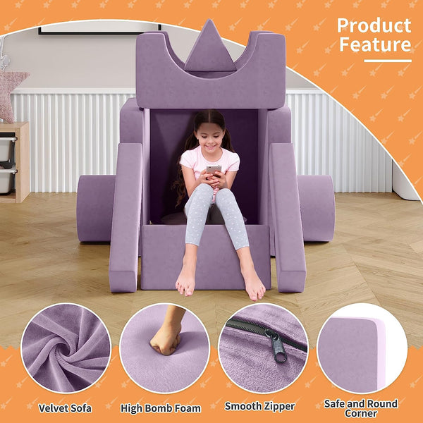 Multicolor Medium Kids Couch 13PCS, Kids Sofa for Playroom Bedroom, Modular Play Couch