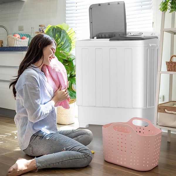 2 In 1 Portable Washing Machine, Twin Tub Compact Washer 28lbs Capacity, Washer and Spinner Dryer