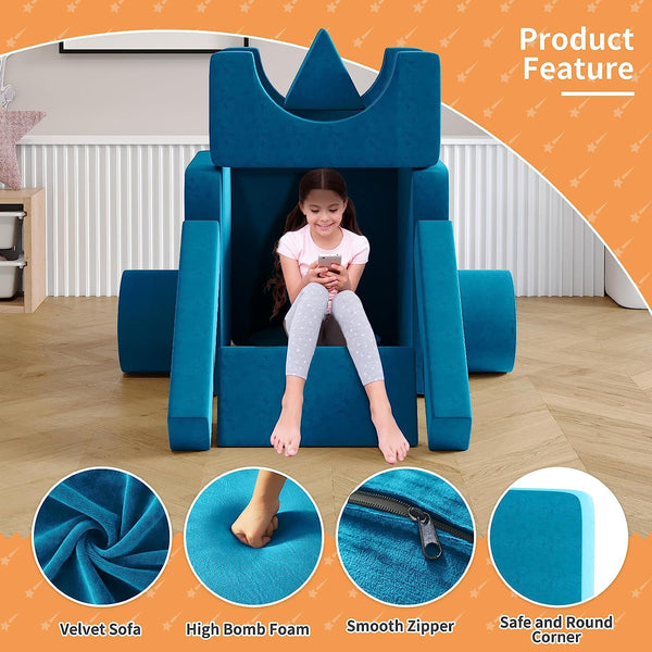 Multicolor Medium Kids Couch 13PCS, Kids Sofa for Playroom Bedroom, Modular Play Couch