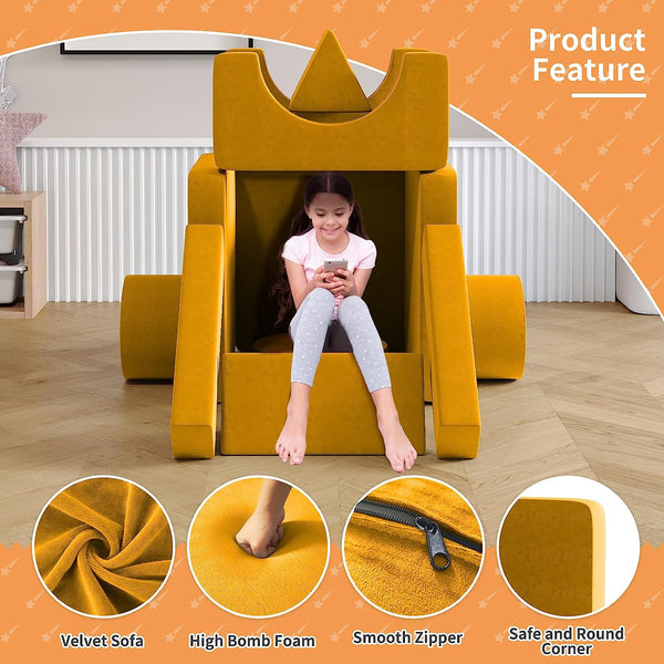 Multicolor Medium Kids Couch 13PCS, Kids Sofa for Playroom Bedroom, Modular Play Couch
