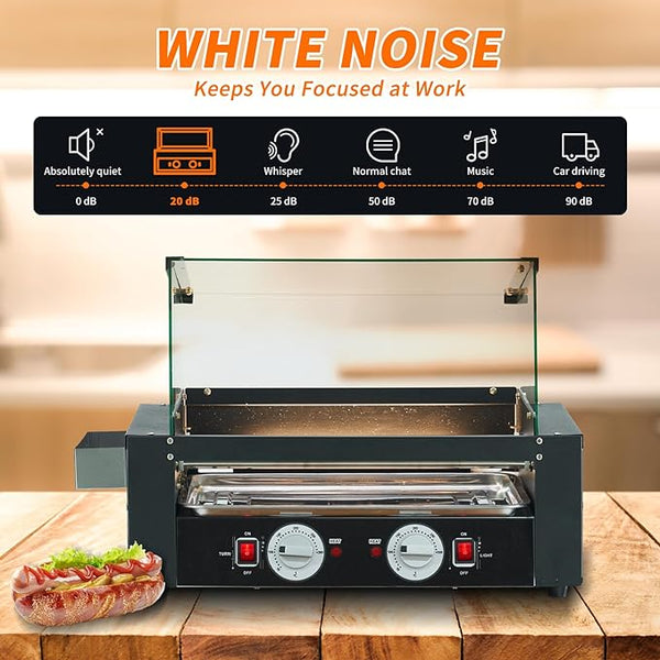 1400W Hot Dog Roller, 11 Rollers Large Capacity Hot Dog Machine, Dual Temp Control Stainless Hotdog Roller Grill with Glass Guard, LED Warm Light for Commercial, Party, BBQ