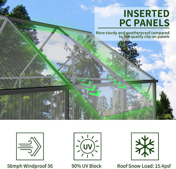 Greenhouses for Outdoors, 6.23x12.3 FT Green Houses, Storage Shed Sunroom