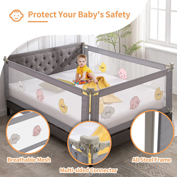 3 Pieces Baby Bed Rail Guard for Kids, bed rails for queen size bed (Queen Size)