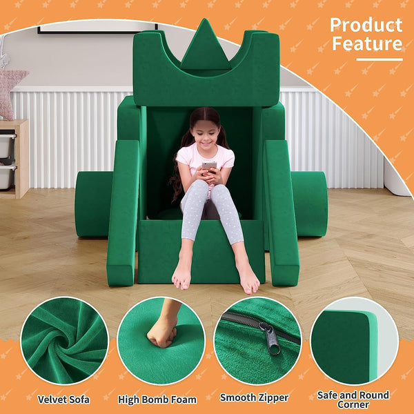 Multicolor Medium Kids Couch 13PCS, Kids Sofa for Playroom Bedroom, Modular Play Couch