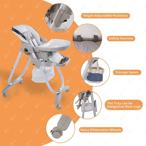 6 in 1 High Chairs for Babies and Toddlers,  Baby High Chair, Portable Baby Booster Seat with Wheels