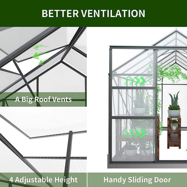 Greenhouses for Outdoors, 6.23x 8.33 FT Green Houses, Storage Shed Sunroom