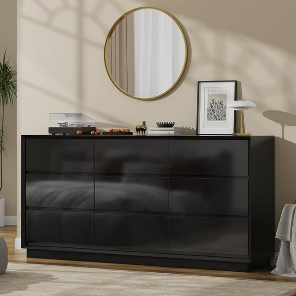 Pipleo 9 Drawer Dresser for Bedroom, 63" Large Drawer Dresser with 9 Deep Chests of Drawers for Bedroom, Living Room, Closet