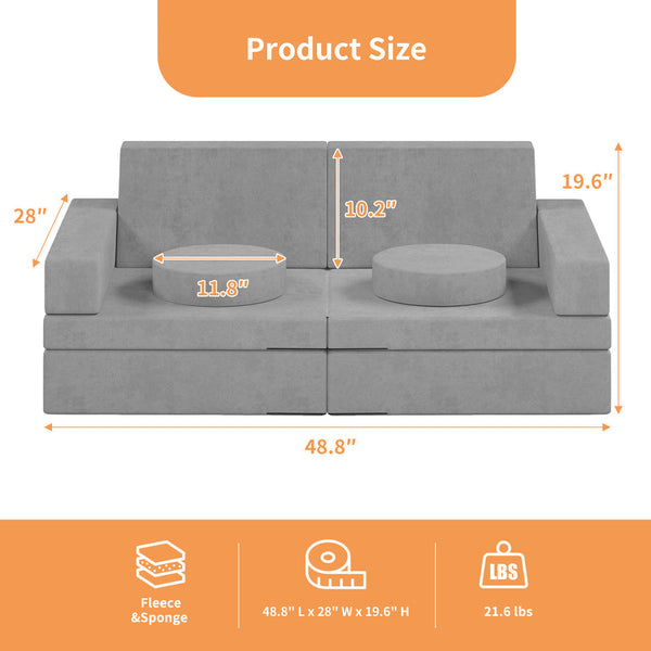 Trapezoidal backrest Play Couch , Kids Couch(10 Pieces)