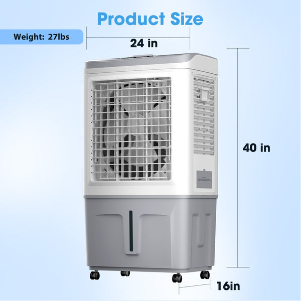 Evaporative Air Cooler, 3531CFM Swamp Cooler, 120° Oscillation Evaporative Cooler with Remote Control