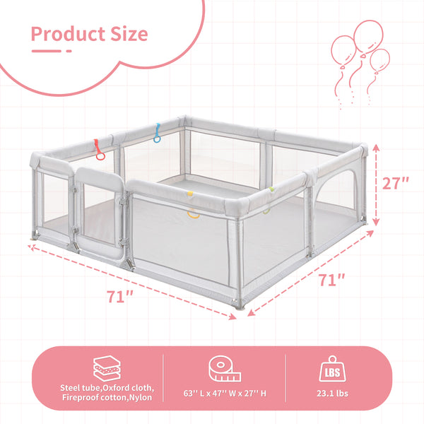 Baby Playpen for Babies and Toddlers, Baby Play Yards with Breathable Mesh