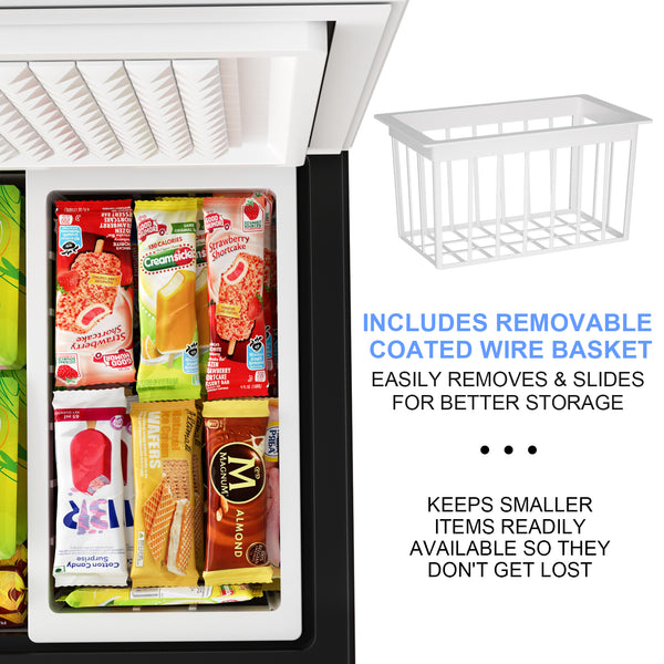 5.0 Cu.Ft Deep Freezer with 7 Level Adjustable Temperature for Temp Adjustment & Energy-Saving