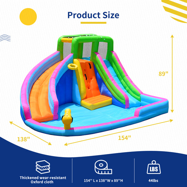 Inflatable Water Slide, 8 in 1 Water Inflatable Slide for Kids and Adults, 2 Large Water Slide (Dual Slide)