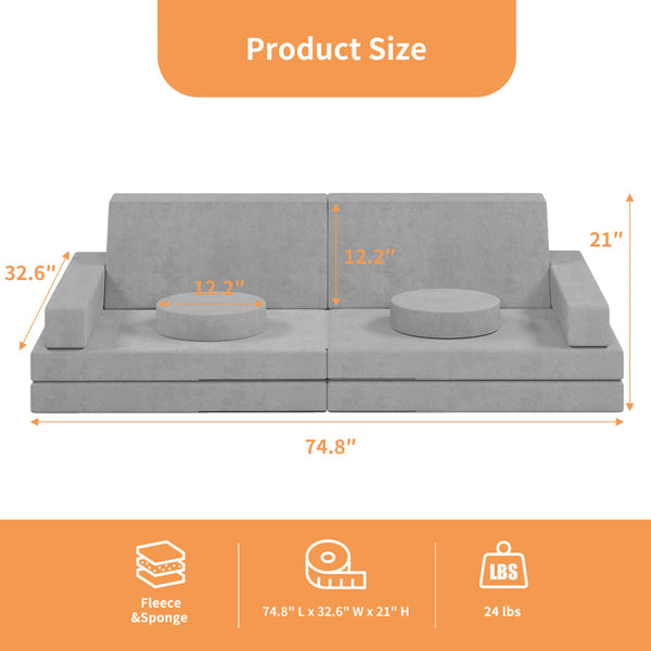 Trapezoidal backrest Play Couch , Kids Couch(10 Pieces)