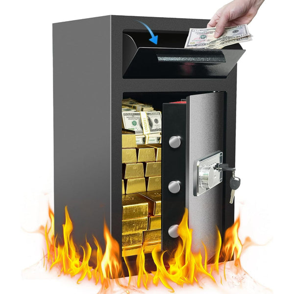 Akaber 5.5 cuft Safe Box Fireproof Waterproof, Drop Money Safe with Digital Lock & Key, 2-in-1 Drop Slot Security Safes for Home Business Use, Anti-Theft Cash Document Jewelry Storage (5.5 CU FT)