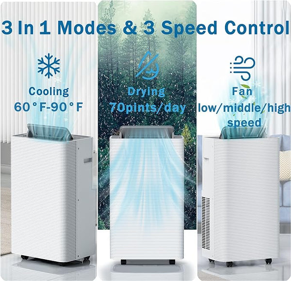 Portable Air Conditioner, 14000 BTU Portable AC Unit with Remote Control, Dehumidifier, Fan, Auto, Sleep Modes, Up to 700 Sq. Ft, Quiet Portable Air Conditioners with Installation Kits, 24H Timer