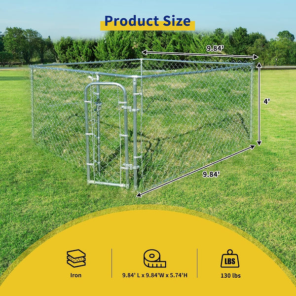 Large Dog Kennel, Heavy Duty Outdoor Dog Fence Dog Cage, Anti-Rust Dog Pens
