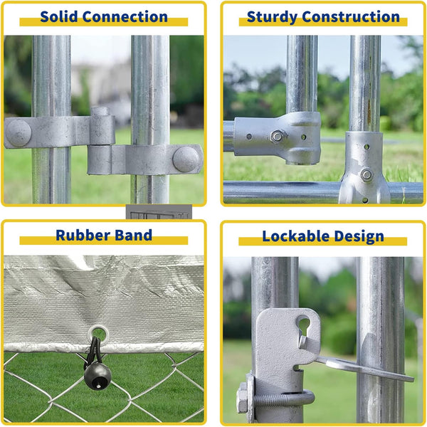Large Dog Kennel, Heavy Duty Outdoor Dog Fence Dog Cage, Anti-Rust Dog Pens