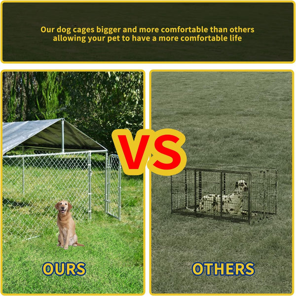 Large Dog Kennel, Heavy Duty Outdoor Dog Fence Dog Cage, Anti-Rust Dog Pens