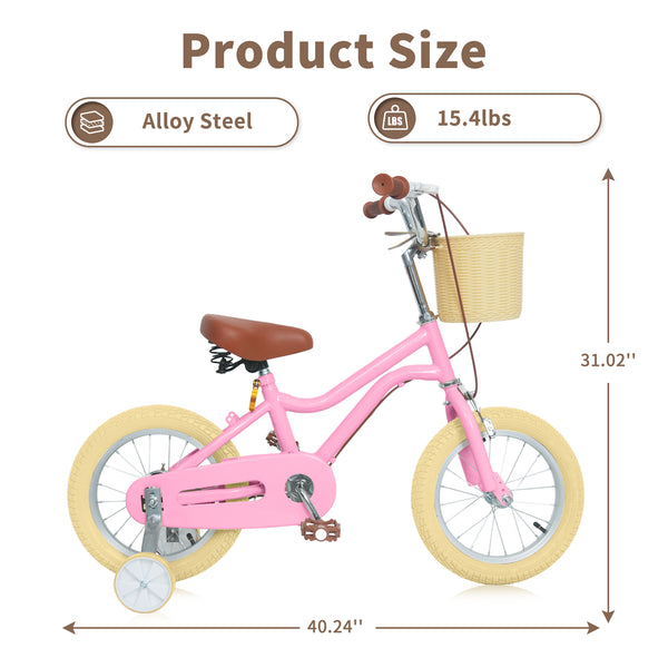 Kids Bike, 14 16 20 inch Girls Bike for 5-14 Girls with Training Wheels New