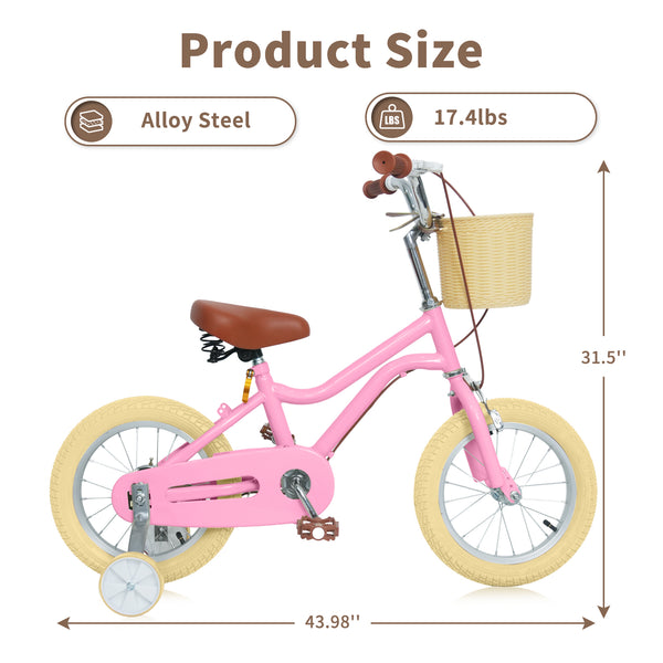 Kids Bike, 14 16 20 inch Girls Bike for 5-14 Girls with Training Wheels New
