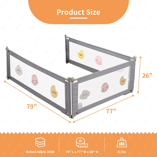 3 Pieces Baby Bed Rail Guard for Kids, bed rails for queen size bed (Queen Size)