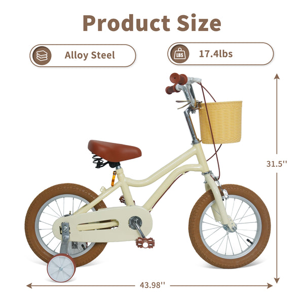 Kids Bike, 14 16 20 inch Girls Bike for 5-14 Girls with Training Wheels New