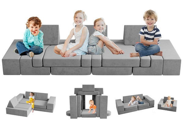 Modular Kids Play Couch, 13PCS Modular Couch Kids for 4 Kids, Kids Couch for Playroom, Modular Kids Couch for Boys and Girls, Kids Play Couch for Kids