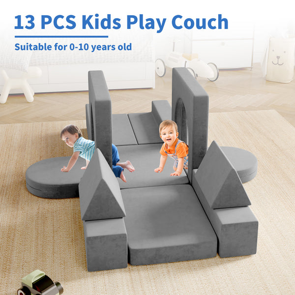 Modular Kids Play Couch, 13PCS Modular Couch Kids for 4 Kids, Kids Couch for Playroom, Modular Kids Couch for Boys and Girls, Kids Play Couch for Kids