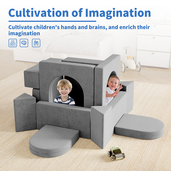 Modular Kids Play Couch, 13PCS Modular Couch Kids for 4 Kids, Kids Couch for Playroom, Modular Kids Couch for Boys and Girls, Kids Play Couch for Kids