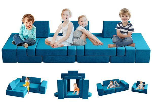 Modular Kids Play Couch, 13PCS Modular Couch Kids for 4 Kids, Kids Couch for Playroom, Modular Kids Couch for Boys and Girls, Kids Play Couch for Kids
