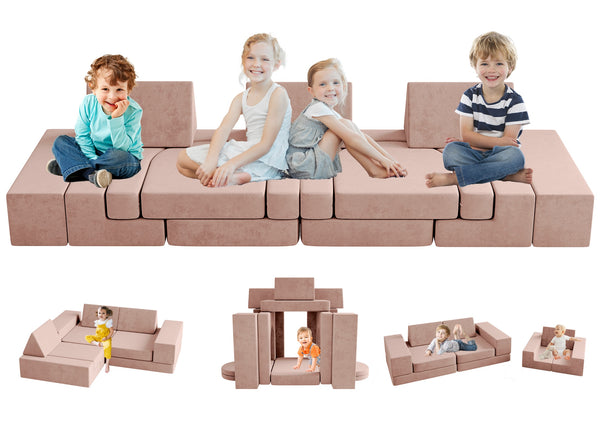 Modular Kids Play Couch, 13PCS Modular Couch Kids for 4 Kids, Kids Couch for Playroom, Modular Kids Couch for Boys and Girls, Kids Play Couch for Kids