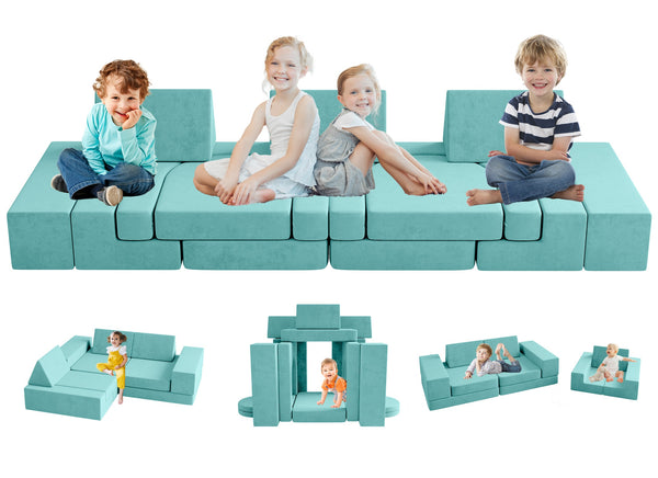 Modular Kids Play Couch, 13PCS Modular Couch Kids for 4 Kids, Kids Couch for Playroom, Modular Kids Couch for Boys and Girls, Kids Play Couch for Kids