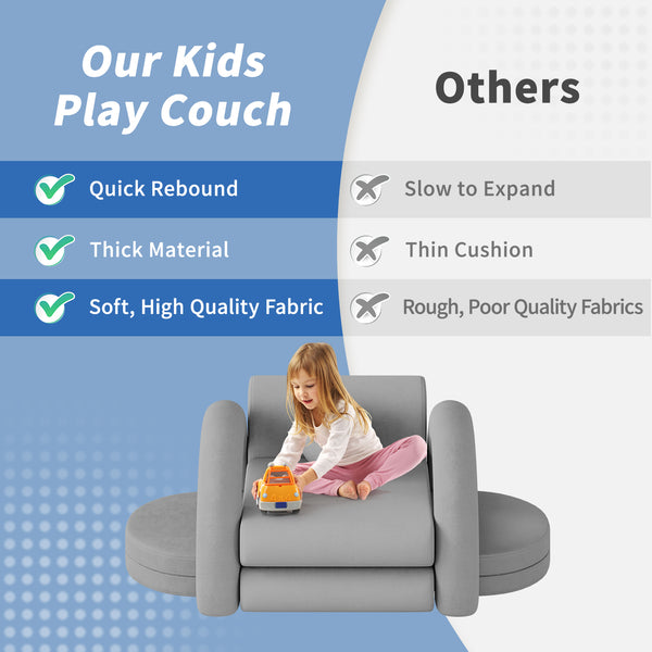 Modular Kids Play Couch, 8PCS Kids Couch with Balls and Tunnel, Kids Couch for Playroom and Bedroom, Kids Modular Couch for Playing, Creativing, Modular Couch Kids