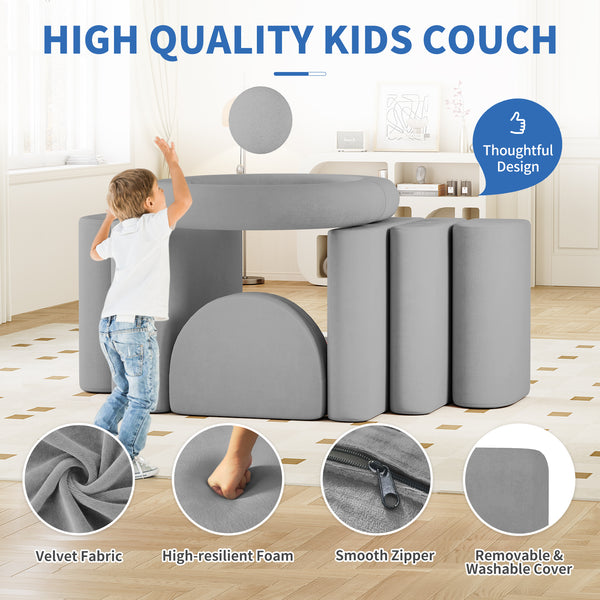 Modular Kids Play Couch, 12PCS Kids Couch with Balls and Tunnel, Kids Couch for Playroom and Bedroom, Kids Modular Couch for Playing, Creativing, Modular Couch Kids